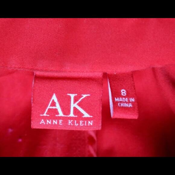 Anne Klein 8 Red Open Front Stretch Cotton Blazer, Self-Tie PRISTINE! - Picture 8 of 9